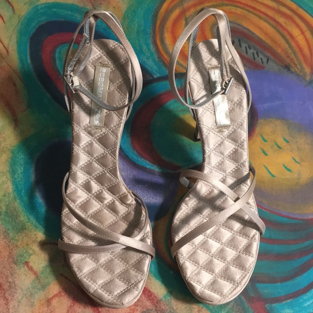 BCBGMAXAZRIA Satin Champagne Adella stilettos